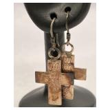 Sterling Silver Cross Shaped Dangle Earrings