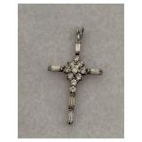 Sterling Silver Cross Clear Stones