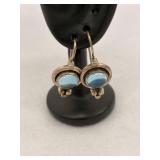 Vintage Sterling Silver Drop Earrings Blue Stones