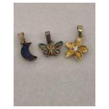 Lot of 3 Sterling Silver Mini Charms Moon,