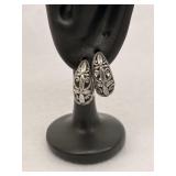 Vintage Sterling Silver Hoop Earrings Filigree