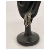 Sterling Silver Huggie Hoop Earrings Marcasite