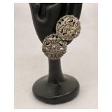 Sterling Silver Floral Motif Earrings Filigree