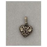 925 Sterling Silver Filigree Puff Heart Pendant
