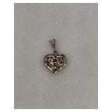 925 Sterling Silver Filigree Puff Heart Pendant