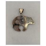 Vintage Sterling Silver Navajo Bear Pendant