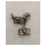 Lot of 2 Sterling Silver Camera Charms