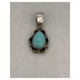 Native American Sterling Silver Turquoise Pendant