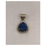 Sterling Silver Lapis Lazuli Pendant Rope Border