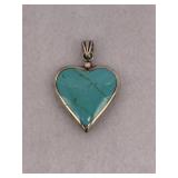 Vintage Sterling Silver Turquoise Heart Pendant