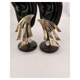 Vintage Modernist Fanned Sterling Silver Earrings