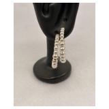 925 Sterling Silver Beaded Open Hoop Earrings