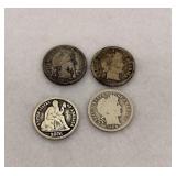 Vintage U.S. Coins including 1908 Barber Dime