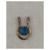 Sterling Silver Pendant Blue Gemstone U Shaped