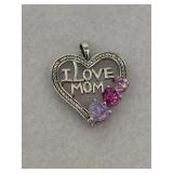 Sterling Silver ï¿½I love Momï¿½ Heart Pendant
