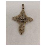 Sterling Silver Cross Pendant Filigree Marcasite