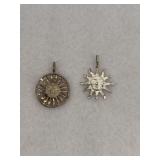 925 Sterling Silver Sun Pendants Lot of 2