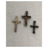 Lot of 3 Sterling Silver Cross Pendant