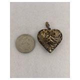 Vintage Sterling Silver Filigree Heart Pendant
