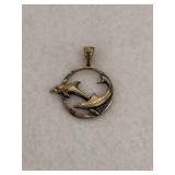 Sterling Silver Dolphin Pendant Circular Cut Out