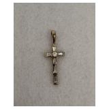 Sterling Silver Cross Pendant Baguette Cut
