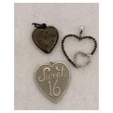 Sterling Silver Heart Lot of 3