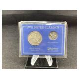 Two silver classic 1941 Liberty walking half
