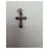 Vintage sterling silver cross pendant with a