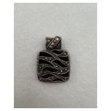Sterling silver pendant an art deco with black