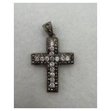 Sterling silver cross pendant with small stones