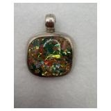 Mexico sterling silver vibrant flakie green glass