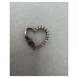 Sterling silver love knot open heart with stone
