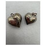 Sterling silver puffy heart pendant with