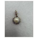 Sterling silver pear stone with sparkling halo