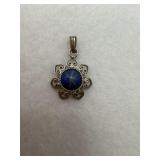 Sterling silver blue star sapphire pendant