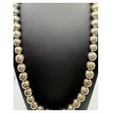 Mexican sterling silver bead necklace, 25in
