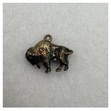 Vintage sterling silver buffalo pendant