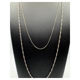 A sterling silver rope twist and chain necklace.