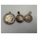 Sterling silver guardian angles coin pendants