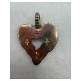 Sterling silver heart with a cross design pendant