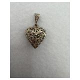 Sterling silver textured heart pendant