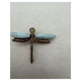 Sterling silver dragonfly blue stone pendant
