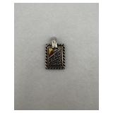 Sterling silver a square pendant with rope