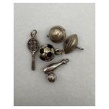 Sterling silver sports charms with 3D detail with