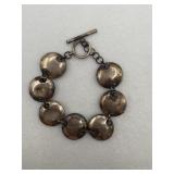 Sterling silver disk link bracelet, 9in