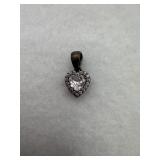 Sterling silver heart pendant with diamond stone