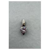A sterling silver drop pendant diamond stone