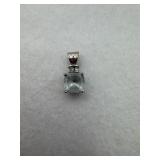 Sterling silver cushion cut blue stone pendant