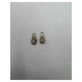 Sterling silver, earring charms oval shaped gem