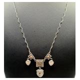 Sterling silver, square pendants with small heart